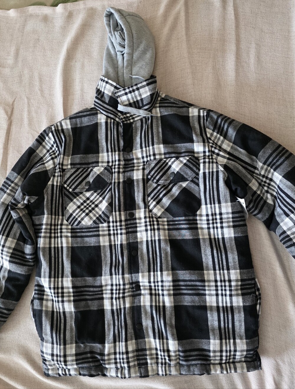 Original Deluxe Supply dual-closure zip & button up plaid flannel hooded Jacket